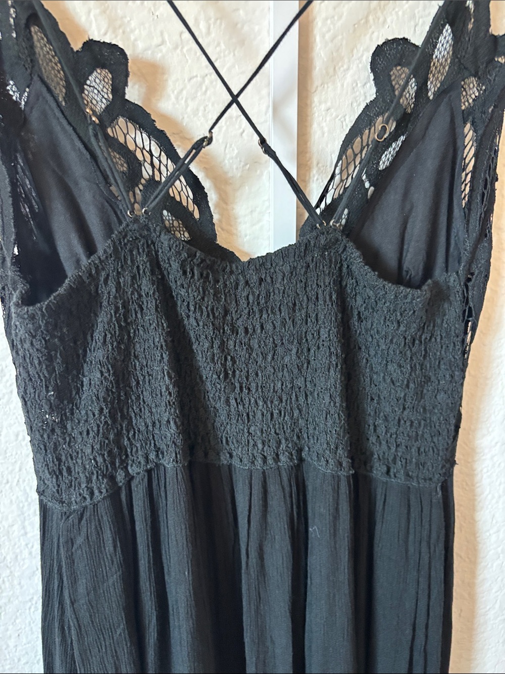 $128 NWT Free People Intimately Adella Strappy Black Lace Maxi Dress - Picture 7 of 10
